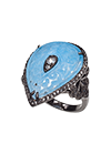 Серебряное кольцо с голубым кварцем и топазами