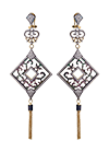 Gold plated silver earrings with mother of pearl, jewellery enamel and cubic zirconia