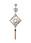 Gold plated silver pendant with mother of pearl, jewellery enamel and cubic zirconia