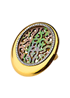 Gold plated silver ring with mother of pearl, jewellery enamel and cubic zirconia