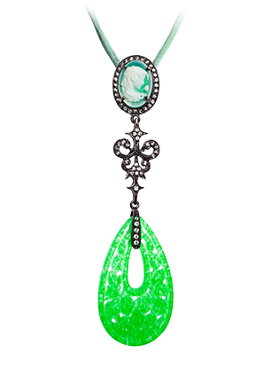 Silver pendant with green quartz and topaz